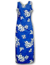 Tropical Hibiscus Sleeveless Long Maxi Dress Blue Pacific Legends
