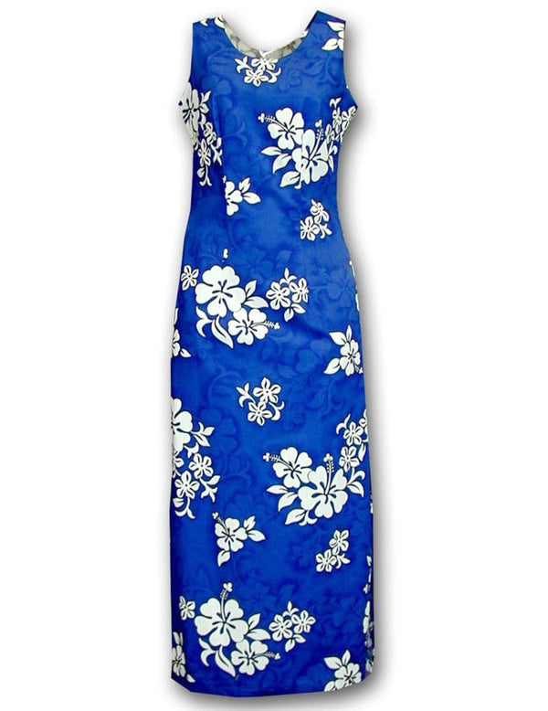 Tropical Hibiscus Sleeveless Long Maxi Dress Blue Pacific Legends