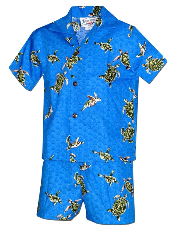 Tropical Honu Boys Toddler Clothes Set Blue Pacific Legend