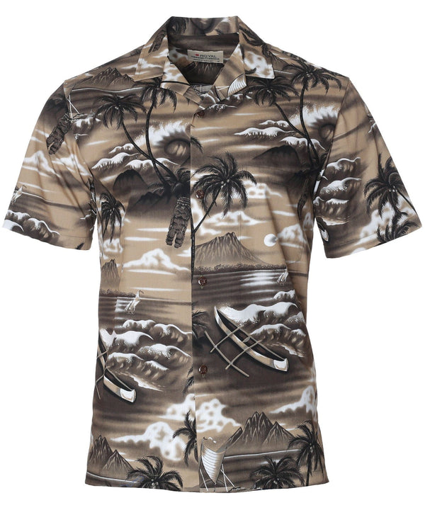 Tropical Island Diamond Tiki Hawaiian Shirt Brown