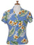 Women Hawaiian Fitted Blouse Island Tuberose Ocean Blue
