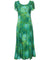 Long Maxi Cocktail Dress Tribal Tiare with Tulip Sleeves Green