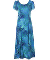 Long Maxi Cocktail Dress Tribal Tiare with Tulip Sleeves Navy
