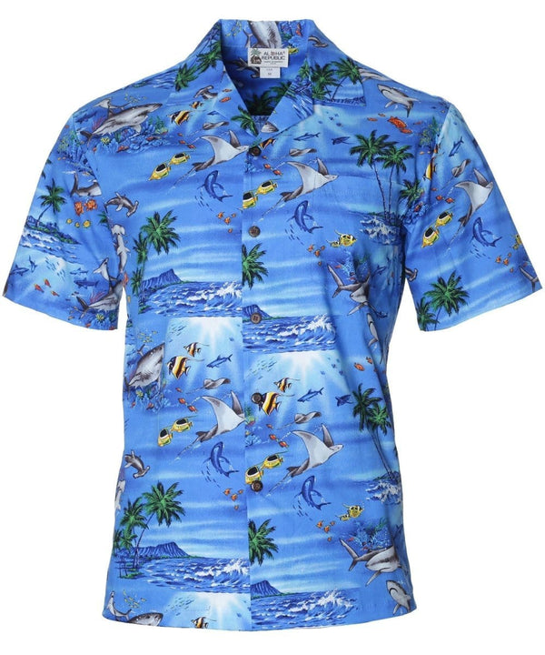 Under Diamond Head Sea Hawaiian Shirt Blue