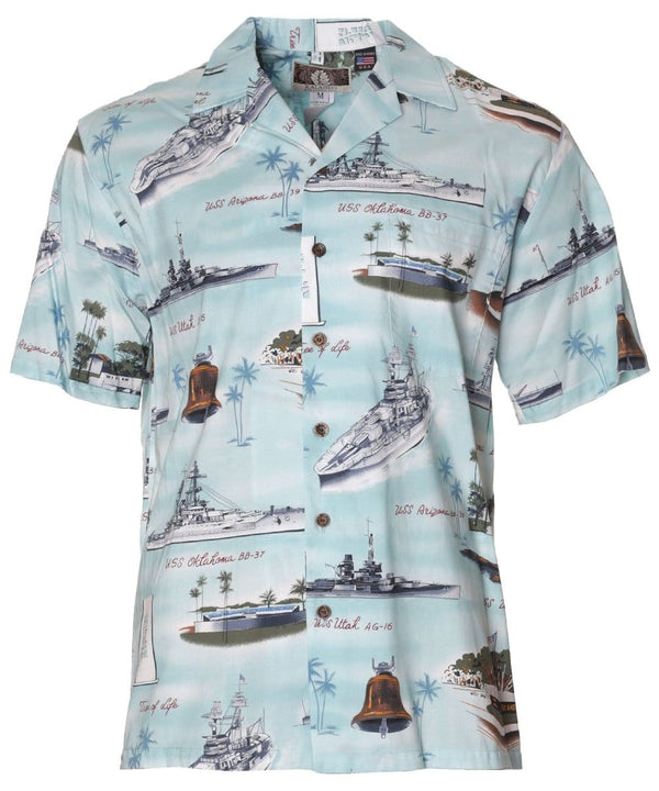 USS Warships Arizona Memorial Shirt Light Blue RJC