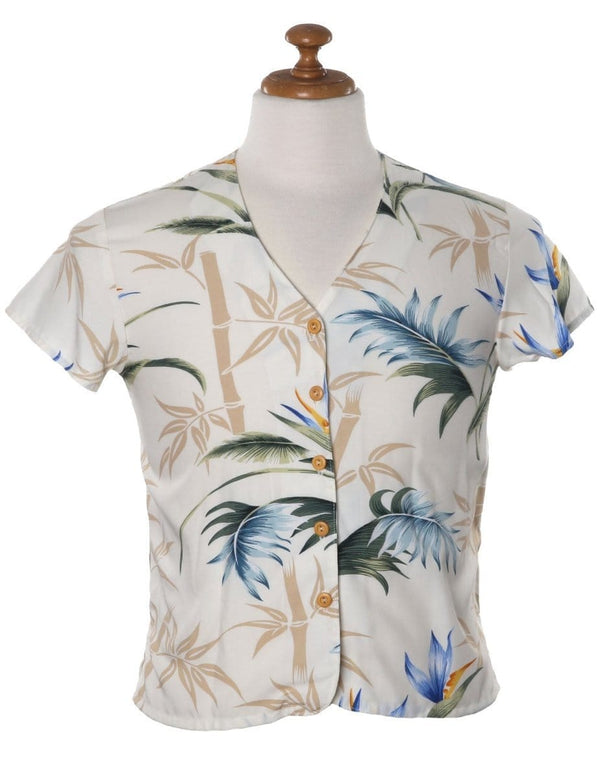 V-Neck Blouse Hawaiian Bamboo Paradise Cream