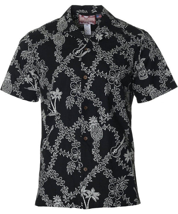 Vintage Luau Hawaiian Shirt Black