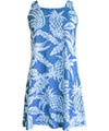 Viva Pineapples A-Line Back Cutout Dress Blue