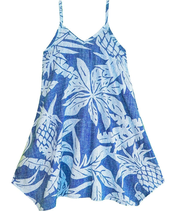 Viva Pineapples Scarf Hem Dress for Girls Blue RJC
