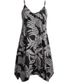 Viva Pineapples Scarf Hem Short Hawaiian Dress Black