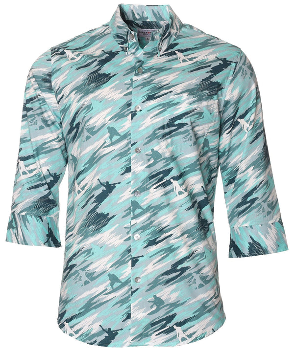 3/4 Sleeves Hawaiian Shirt Waimea Surf Green