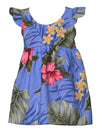 Waipio Hibiscus Girl's Flower Dress Blue