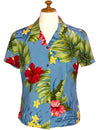 Waipio Hibiscus Women's Hawaiian Shirt Blue