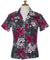 Watercolor Hibiscus Hawaiian Fitted Blouse Charcoal