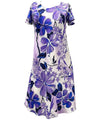 Watercolor Hibiscus Hawaiian Dress with Cap Sleeves Purple