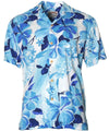 Watercolor Hibiscus Shirt Blue