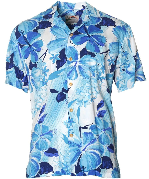 Watercolor Hibiscus Shirt Blue