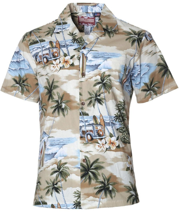 Waves of Aloha Woody Cars Shirt Beige