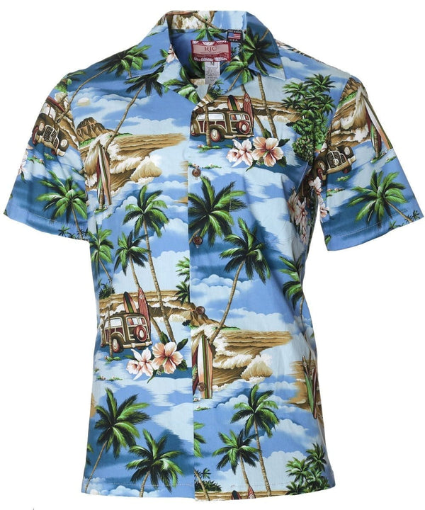 Waves of Aloha Woody Cars Shirt Blue