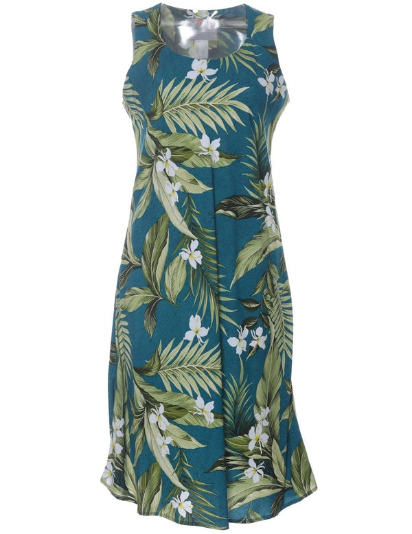 White Ginger Sleeveless Hawaiian Dress Jade