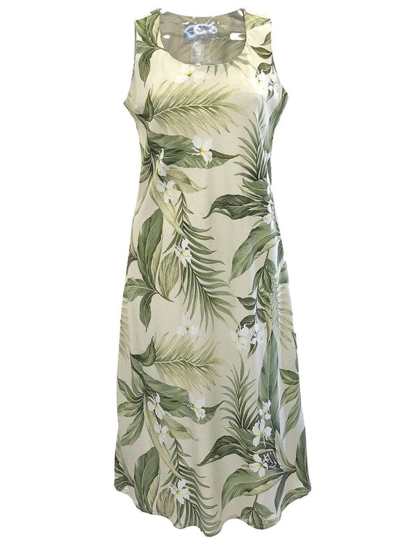 White Ginger Sleeveless Hawaiian Dress Khaki