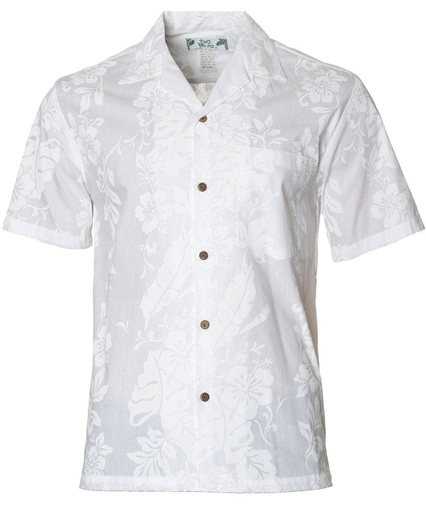 White Hawaiian Men's Shirt Honolulu City of Leis White