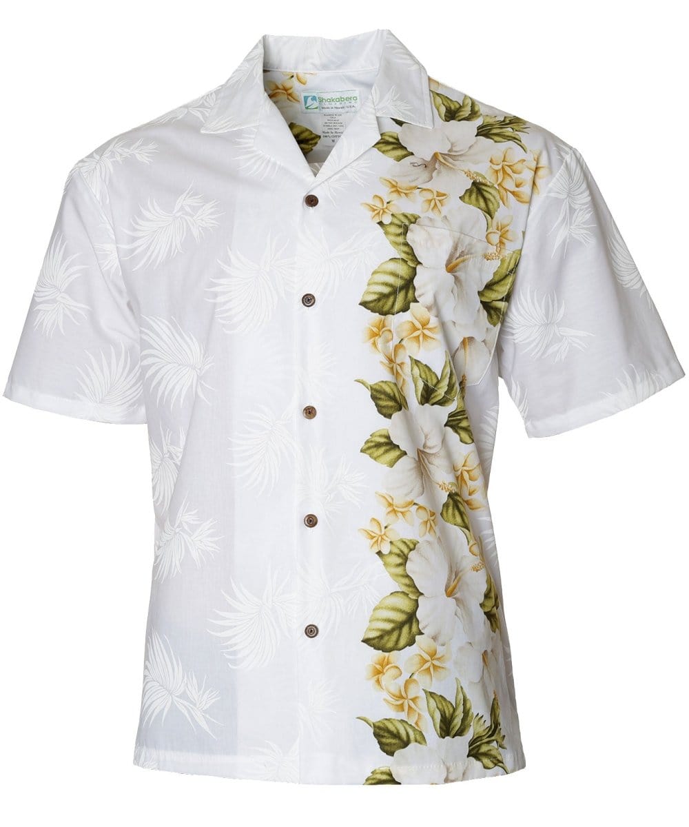 White Hibiscus Hawaiian Shirt Side Band Design White Hibiscus Hawaiian Shirt Side Band Design