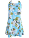 White Tiare A-Line Short Hawaiian Dress Back Cutout with Tie Sky Blue