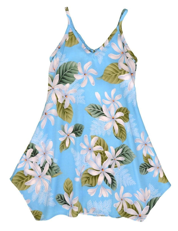 White Tiare Girl's Flower Dress with Scarf Hem Light Blue RJC