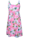 White Tiare Short Adjustable Waist Tie Hawaiian Dress Pink