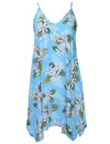White Tiare Short Hawaiian Dress with Scarf Hem Sky Blue