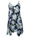 White Tiare Short Hawaiian Dress with Scarf Hem Black