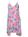 White Tiare Short Hawaiian Dress with Scarf Hem Pink