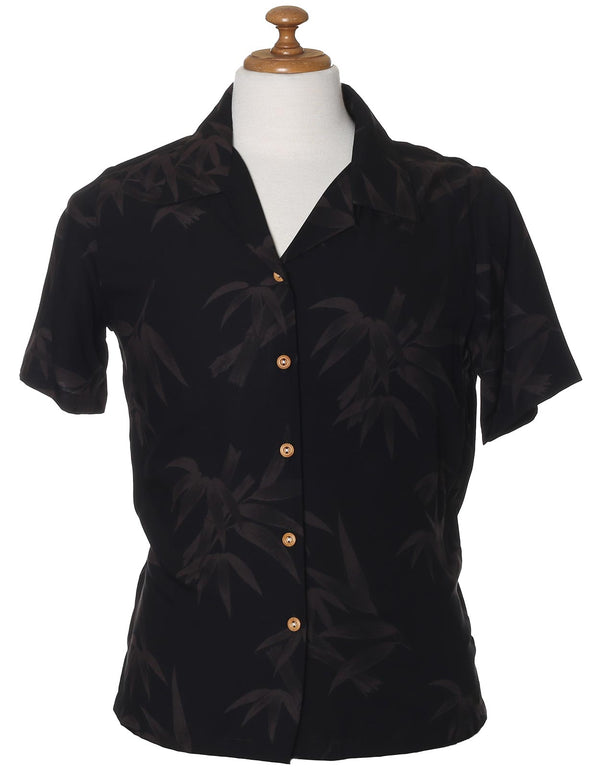 Bamboo Camp Rayon Aloha Blouse Black