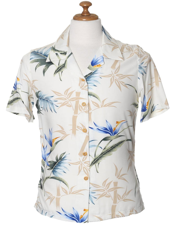Camp Hawaiian Rayon Blouse Bamboo Paradise Cream