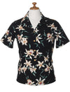 Star Orchid Hawaiian Camp Blouse Black