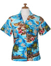 Hawaii Polynesian Camp Shirt for Women Turquoise