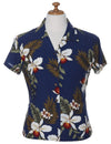 Women Hawaiian Fitted Shirt Hanapepe Navy