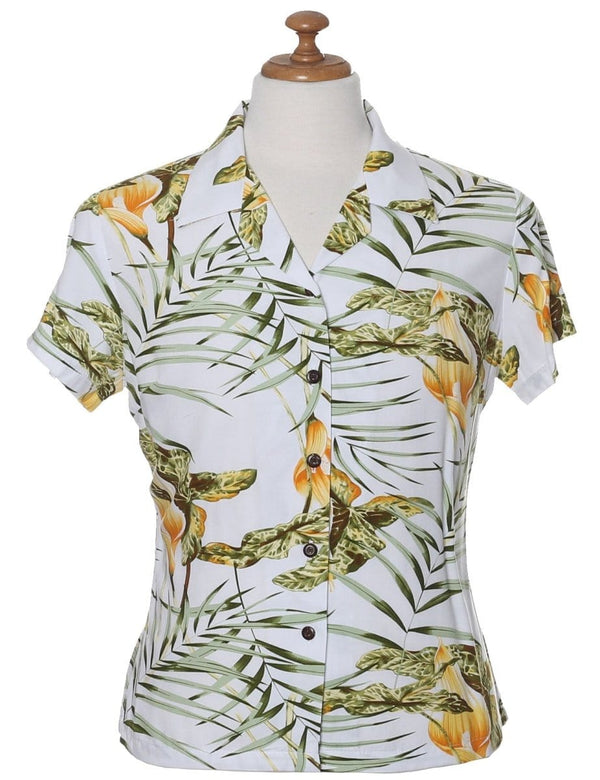 Women Hawaiian Shirt Napili White White