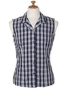 Women Sleeveless Blouse Palaka Top Navy Navy
