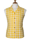 Women Sleeveless Blouse Palaka Top Yellow Yellow