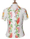 Women's Camp Hawaiian Shirt Birds of Paradise White