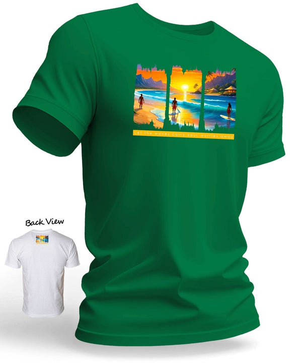 Worries Away Waves Men's Hawaiian T-Shirt Green