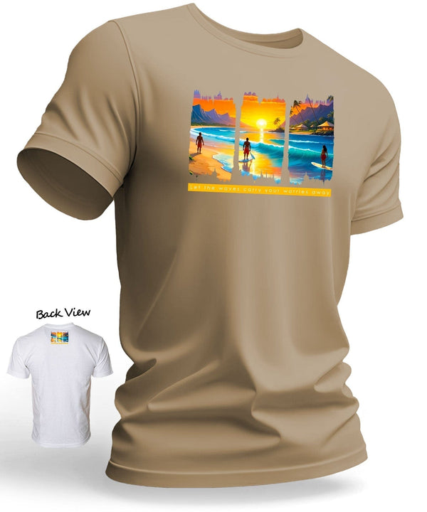 Worries Away Waves Men's Hawaiian T-Shirt Sand