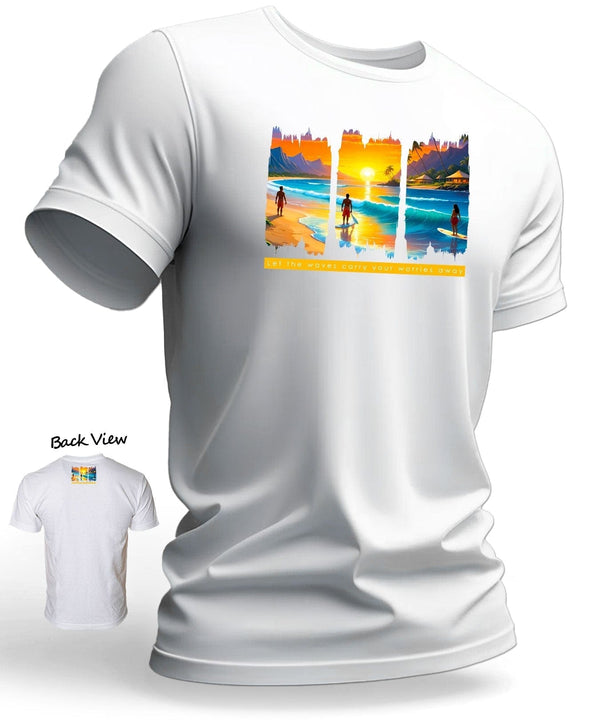 Worries Away Waves Men's Hawaiian T-Shirt White