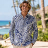 Navy Long Sleeves Hawaiian Shirt Shaka Time Hawaii