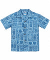 Kalaka Tribal Tapa Boys Shirt Blue