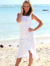 White Midi Hawaiian Dress Honolulu City of Leis White