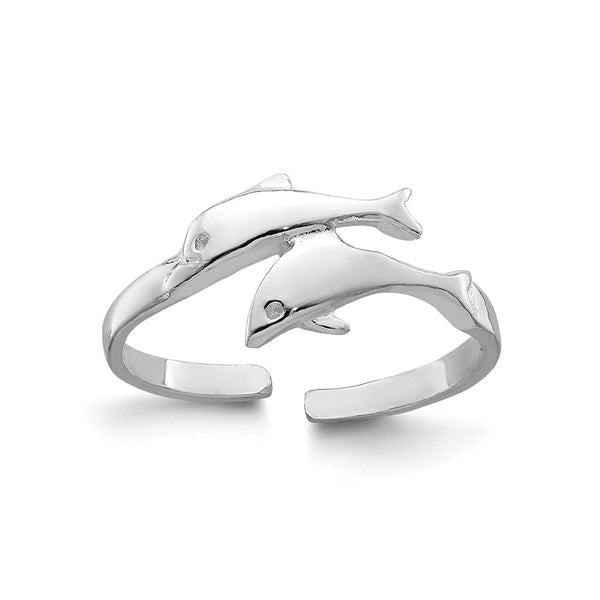 Sterling Silver Polished Toe Ring Double Dolphin