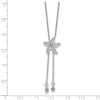 Sterling Silver Polished and Textured Crystal Starfish Adjustable Necklace